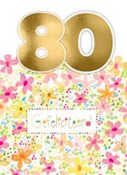 een bloemrijke verjaardagskaart voor 80 jaar